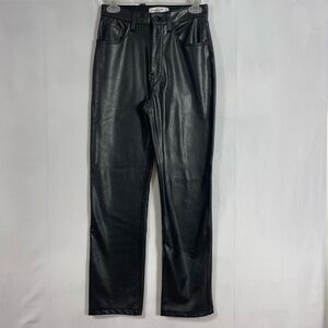 Abercrombie 90s Ultra High Rise Edgy Vegan Leather Pants Black 2 contemporary